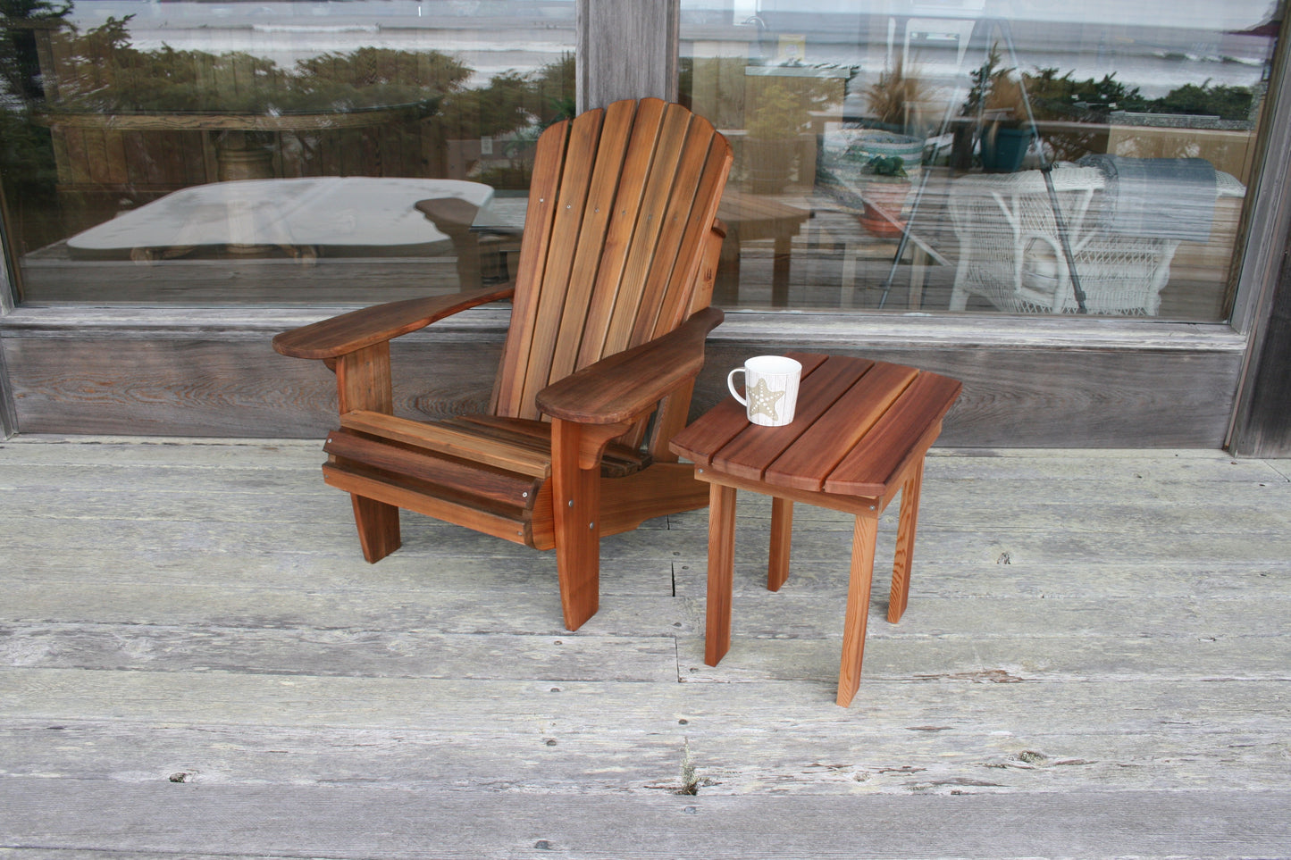 Clear Cedar Adirondack Chair and Side Table set